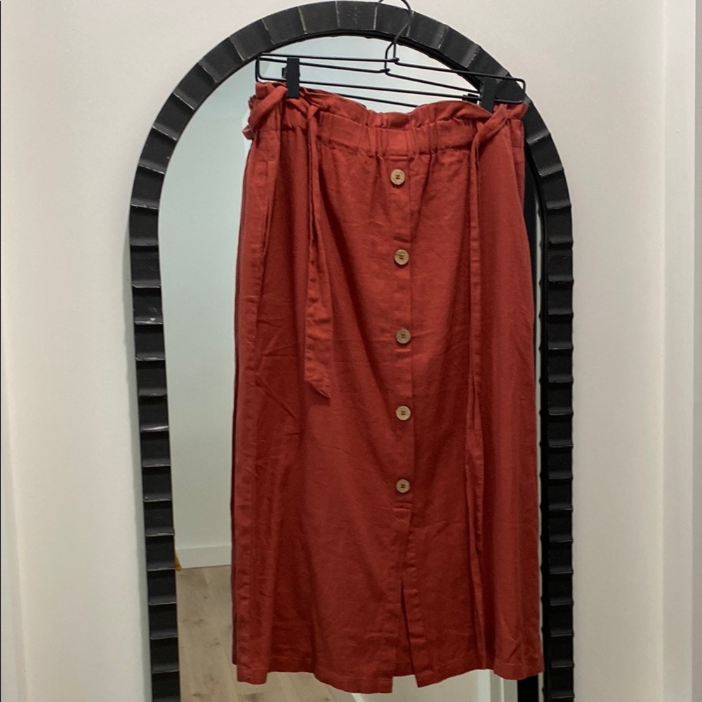 Rust Button-Down Skirt